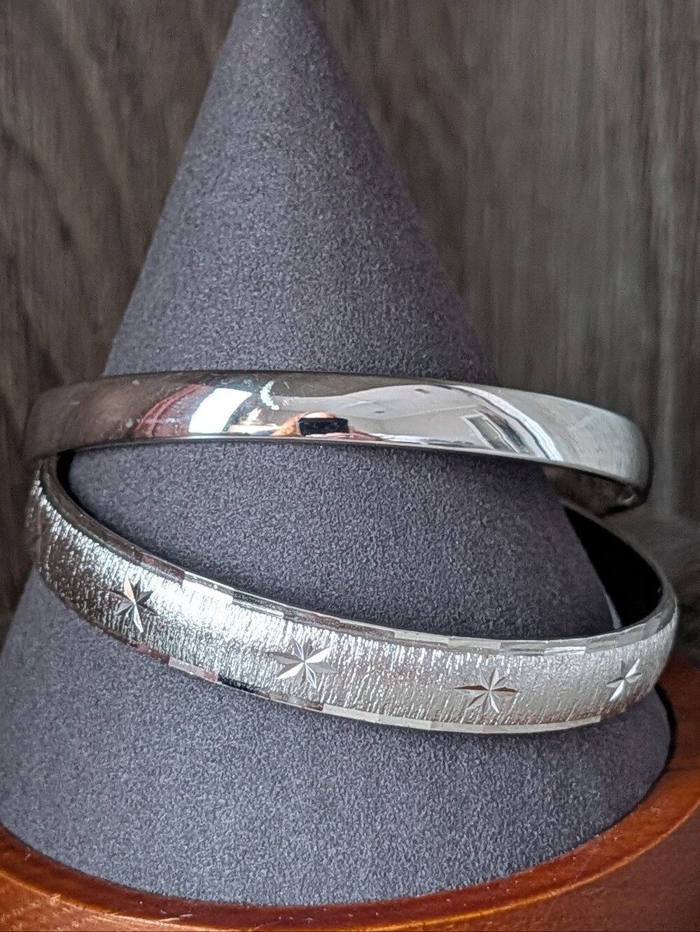 Vintage Monet Silver Tone Bangle Bracelet Duo